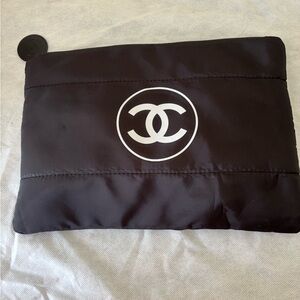 CHANEL Black and White Logo Pouch/Make up pouch